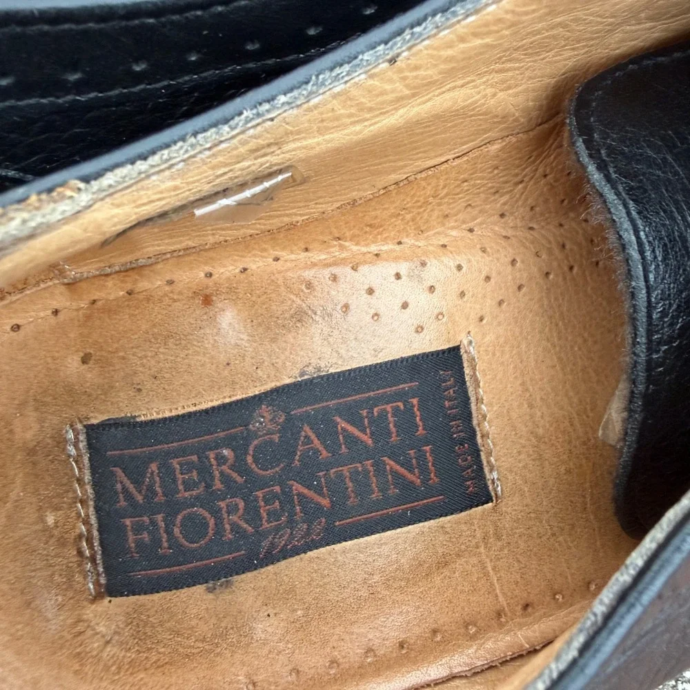 Vintage Mercanti Fiorentini Cap Toe Oxford Leather Black Size 8.5